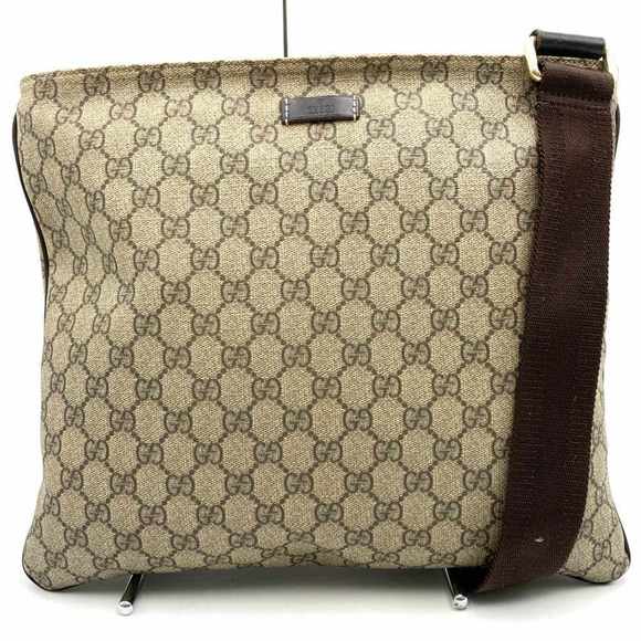 Gucci Handbags - GUCCI 201446 Shoulder Bag Brown GG Supreme Canvas Women's